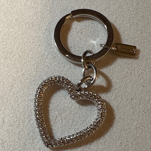 Rare COACH Enamel Red Heart Locket Silver Purse Charm  Coach Silver Heart Keychain